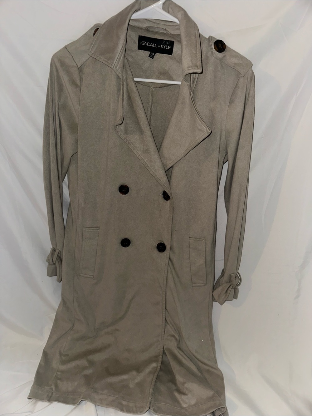 Kendall & Kylie Women's Tan Double-Breasted Trench Coat